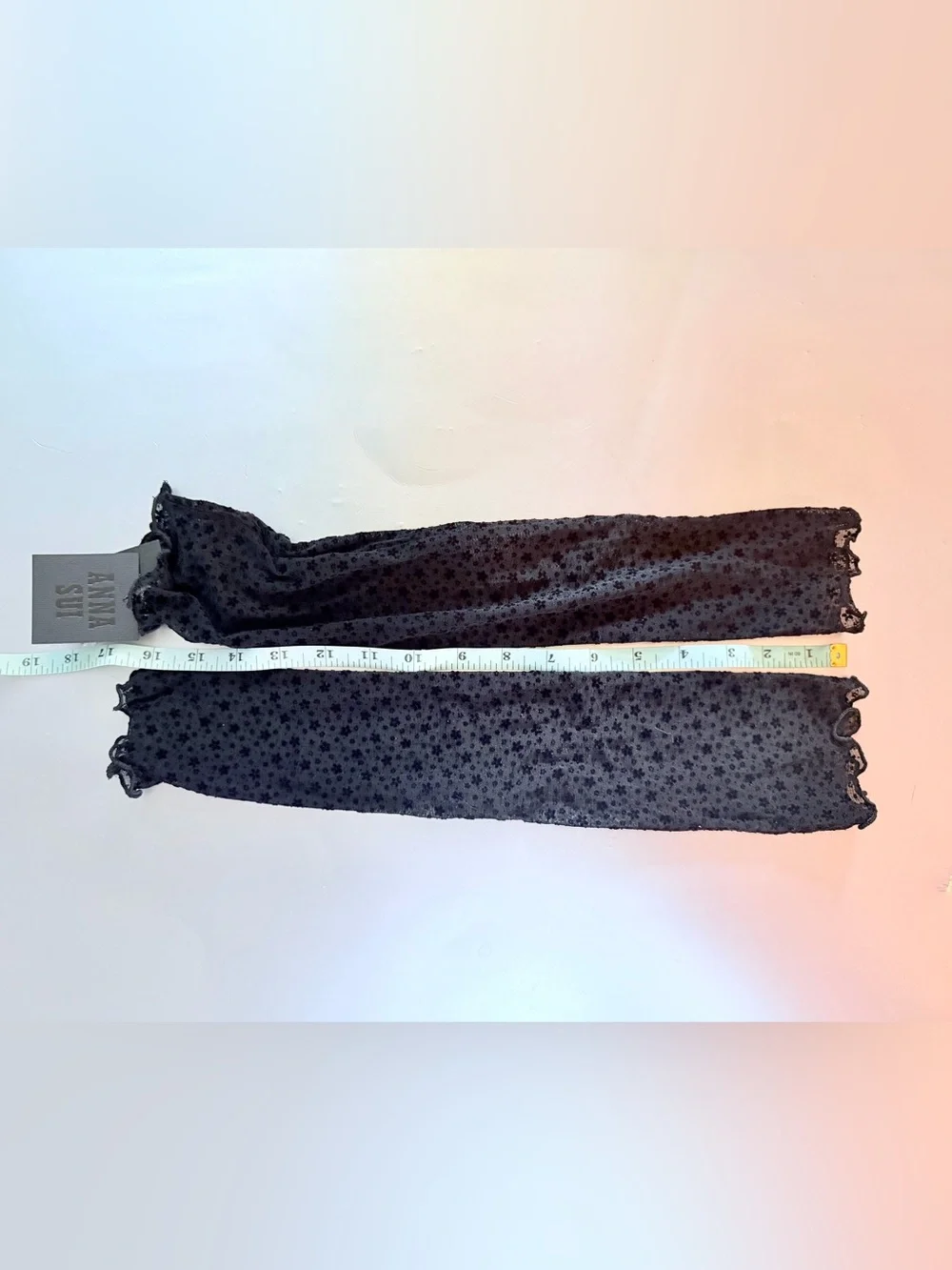Anna Sui Black Floral-Print Arm Warmers/Fingerless Gloves NWT